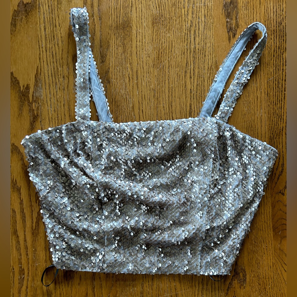 Silver Sequin Crop Top